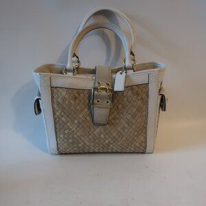 Coach A05K-4419 White Natural Limited Edition Straw Leather Satchel Handbag *
